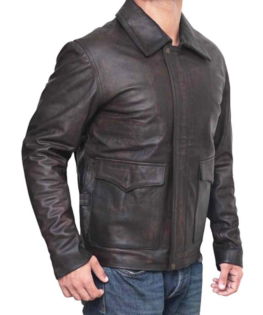 Indiana Jones Jacket - Vintage Distressed Brown Genuine Leather Jacket